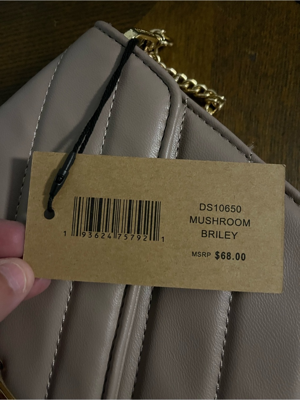 NWT Steve Madden Quilted Leather Shoulder Bag in Mushroom Color - Picture 4 of 4